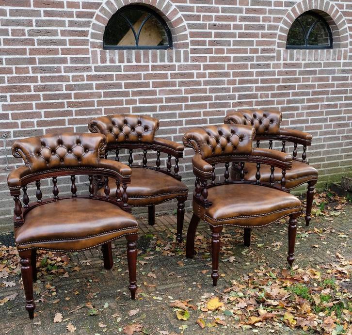 Chesterfield bureaustoel / eetkamerstoel / fauteuil, Huis en Inrichting, Bureaustoelen, Zo goed als nieuw, Bureaustoel, Bruin