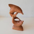 Houten beeld dolfijnen, Ophalen of Verzenden, Gebruikt, Dier