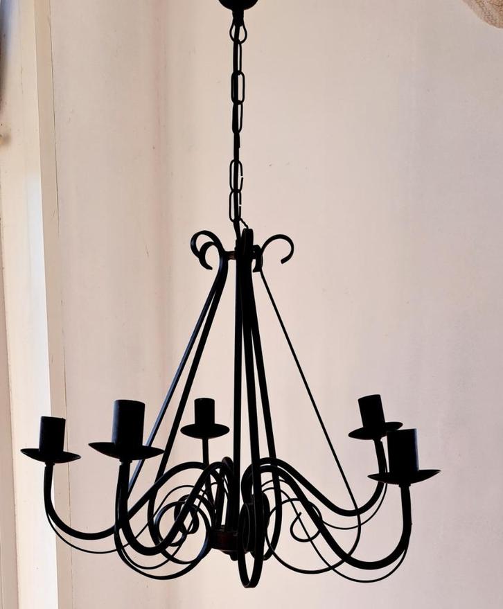 Klassieke kroonluchter roestbruin landelijk hanglamp 5-lamp, Huis en Inrichting, Lampen | Kroonluchters, Zo goed als nieuw, Metaal