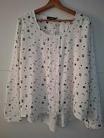 Witte blouse met blauw/rood motiefje Perla Nera maat L 40/42, Perla Nera, Wit, Maat 42/44 (L), Ophalen of Verzenden