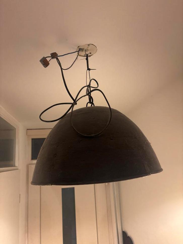 2x Industriële Hanglampen - Zwart/Goud, Huis en Inrichting, Lampen | Hanglampen, Gebruikt, Minder dan 50 cm, Metaal, Ophalen of Verzenden