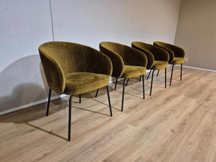4x Showroommodel - Montel Tune Eetkamerstoelen - Stof, Huis en Inrichting, Stoelen, Zo goed als nieuw, Vier, Metaal, Stof, Overige kleuren
