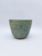 Zeldzame Vintage Bloempot Mobach Groen Aardewerk H13 Ø16 cm, Ophalen of Verzenden