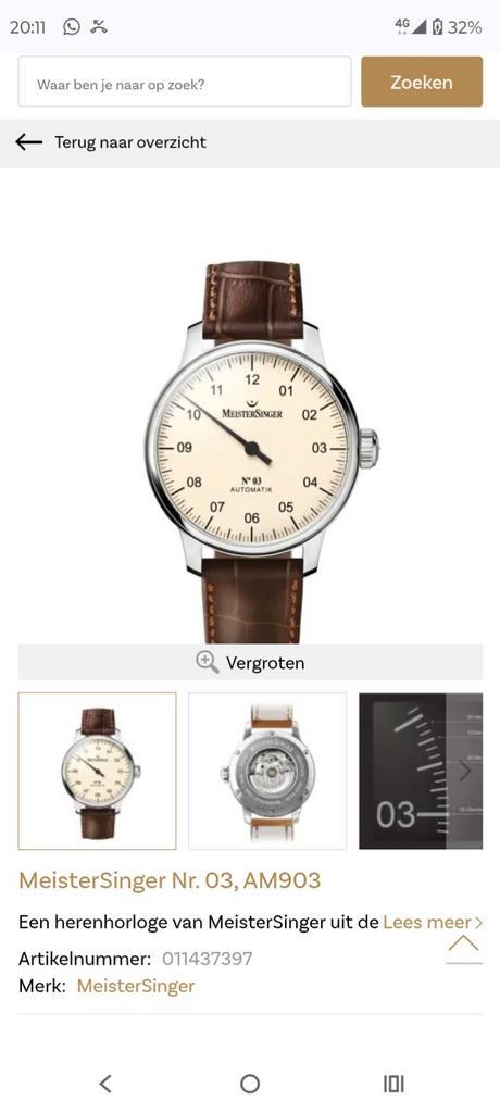 MeisterSinger Nr. 03 AM903 Herenhorloge, Sieraden, Tassen en Uiterlijk, Horloges | Heren, Nieuw, Polshorloge, Overige merken, Staal