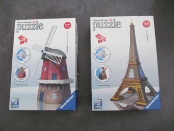  Ravensburger 3D puzzel Windmolen en Eiffeltoren - 216 st