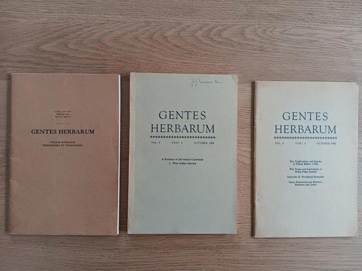 Gentes Herbarium 3 stuks - 1947 & 1963 Botanie - Palmbomen, Boeken, Wetenschap, Gelezen, Natuurwetenschap, Ophalen of Verzenden