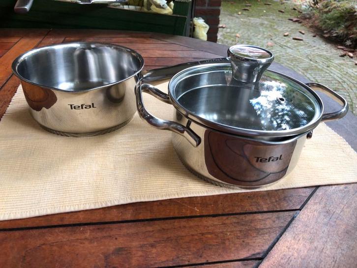 t.k.Tefal Induction Technology steelpan+kookpan+deksel 16cm, Huis en Inrichting, Keuken | Potten en Pannen, Kookpan of Snelkookpan