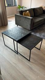Salontafel set - zwart visgraat, Huis en Inrichting, Ophalen, 50 tot 100 cm, Vierkant, Zo goed als nieuw