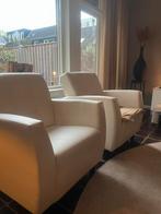 2 kunstlederen witte fauteuils, Huis en Inrichting, Overige materialen, 75 tot 100 cm, Minder dan 75 cm, Gebruikt
