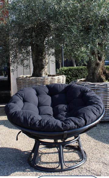 Papasan Loungestoel - Zwart Rotan beschikbaar voor biedingen