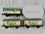 3x Fleischmann Bier goederenwagons Wartech/Carlsberg, Hobby en Vrije tijd, Modeltreinen | H0, Gebruikt, Wagon, Ophalen of Verzenden