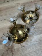 Vintage Deknudt Messing Tulp Lamp Parelmoer, Ophalen of Verzenden