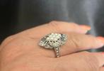 Zilveren Art Deco ring Parel en Swarovski. 2025.561, Ophalen of Verzenden, Zilver, Ring, Met edelsteen