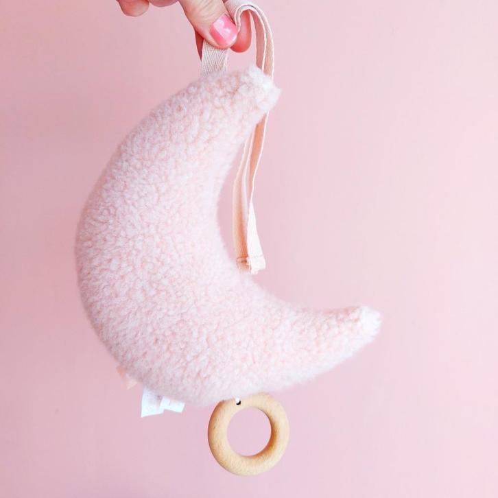 Jollein roze maan speeldoosje/muziekhanger met wiegeliedje, Kinderen en Baby's, Speelgoed | Babyspeelgoed, Zo goed als nieuw, Mobiel