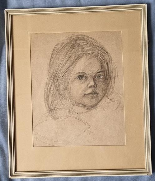 Leendert (Leo) Gestel (1881-1941) tekening meisjes portret., Antiek en Kunst, Kunst | Schilderijen | Klassiek, Ophalen of Verzenden