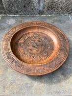 Vintage handgesneden teakhouten schaal - 33cm., Ophalen of Verzenden