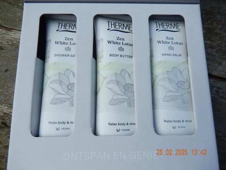 Therme verzorgingsbox / Wellnessbox Zen White Lotus, Sieraden, Tassen en Uiterlijk, Uiterlijk | Lichaamsverzorging, Nieuw, Bad & Douche
