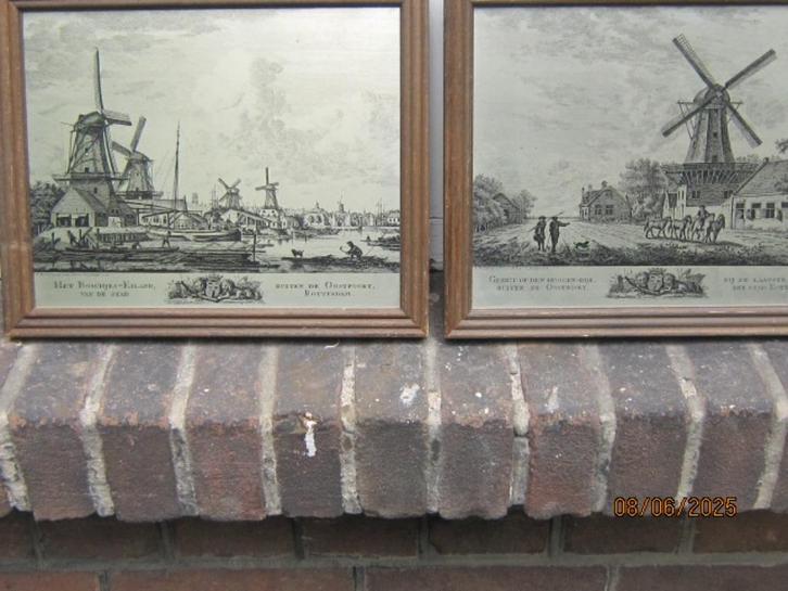 2 Metaaletsen vanNet Buiten Rotterdam, met beschrijving, Antiek en Kunst, Kunst | Etsen en Gravures, Ophalen of Verzenden