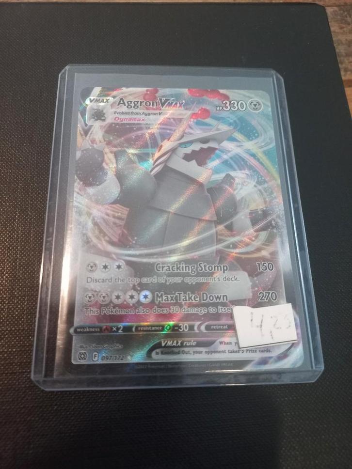 Aggron vmax pokemon kaart., Hobby en Vrije tijd, Verzamelkaartspellen | Pokémon, Zo goed als nieuw, Foil, Ophalen of Verzenden