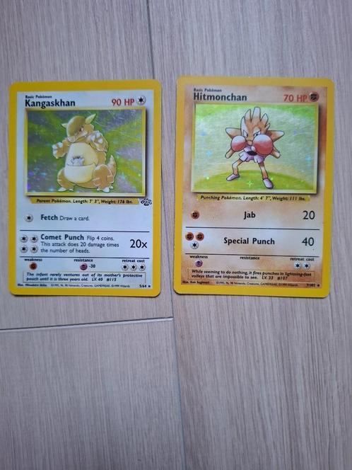 Pokemon  Kangashkan 5/64 en hitmonchan 7/102, Hobby en Vrije tijd, Verzamelkaartspellen | Pokémon, Zo goed als nieuw, Meerdere kaarten
