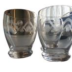 Set van 3 vintage glazen met golfjes & bolletjes  0305, Glas, Overige stijlen, Glas of Glazen, Ophalen of Verzenden