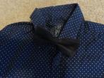 WE overhemd maat 146/152 donker blauw en wit met vlinderdas, Gebruikt, WE, Overhemd of Blouse, Ophalen of Verzenden