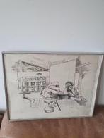 Orig. Ets 2 mannen in een snackbar ws Peter van Straaten., Antiek en Kunst, Ophalen
