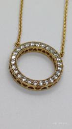 Zilveren ketting 925 Pandora goud verguld, Met strass, Ophalen of Verzenden, Zo goed als nieuw, Goud