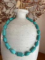 Ketting met grote howliet kralen en czech glas facetjes, Blauw, Nieuw, Ophalen of Verzenden, Steen of Mineraal