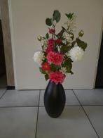 Mooie vaas zwart met bloemen, Ophalen of Verzenden, Nieuw, Binnen