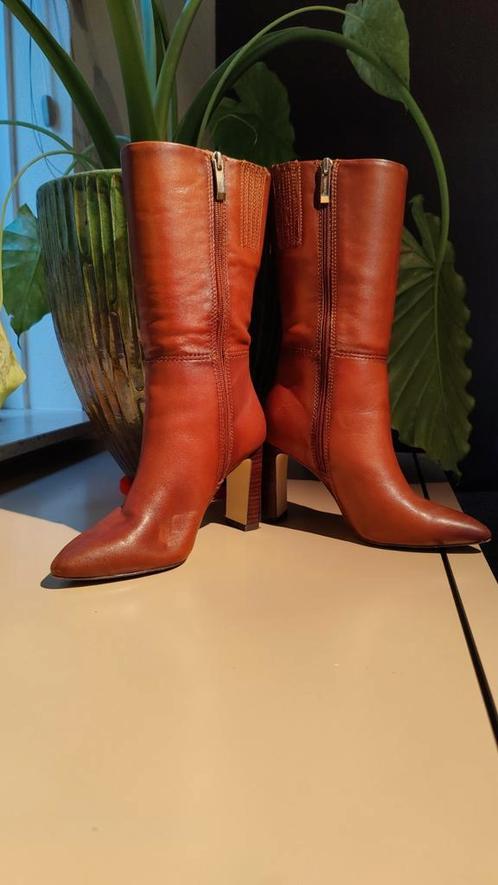 Tamaris| Laarzen met hoge hak | Maat 36 | Cognac | Cinnamon, Kleding | Dames, Schoenen, Zo goed als nieuw, Ophalen of Verzenden