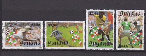 TSS Kavel 10064 Brits Guyana gest minr 3059-3062 voetbal WK, Postzegels en Munten, Postzegels | Amerika, Gestempeld, Zuid-Amerika