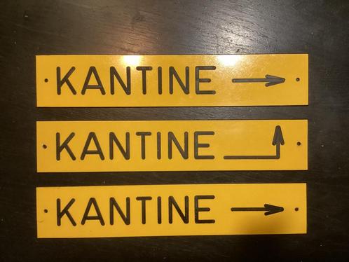 Vintage gegraveerde aanduidings bordjes KANTINE(geen emaille, Auto diversen, Autostickers, Ophalen of Verzenden
