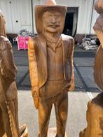 Indianen/ cowboy Tiki beeld/ Totem 180 cm van hout, Antiek en Kunst, Kunst | Beelden en Houtsnijwerken, Ophalen