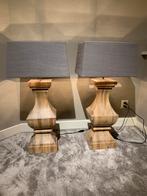 2 grote houten baluster lampen, Huis en Inrichting, Lampen | Tafellampen, Landelijk, Zo goed als nieuw, Hout, Ophalen