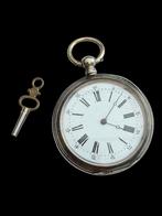 Zilveren Zakhorloge met sleutel  grote 52 mm, Antiek en Kunst, Verzenden