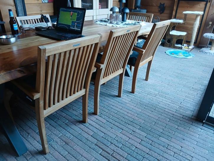8 stuks Maxima Vida Teak Tuinstoelen, Huis en Inrichting, Stoelen, Gebruikt, Vijf, Zes of meer stoelen, Hout, Bruin, Ophalen