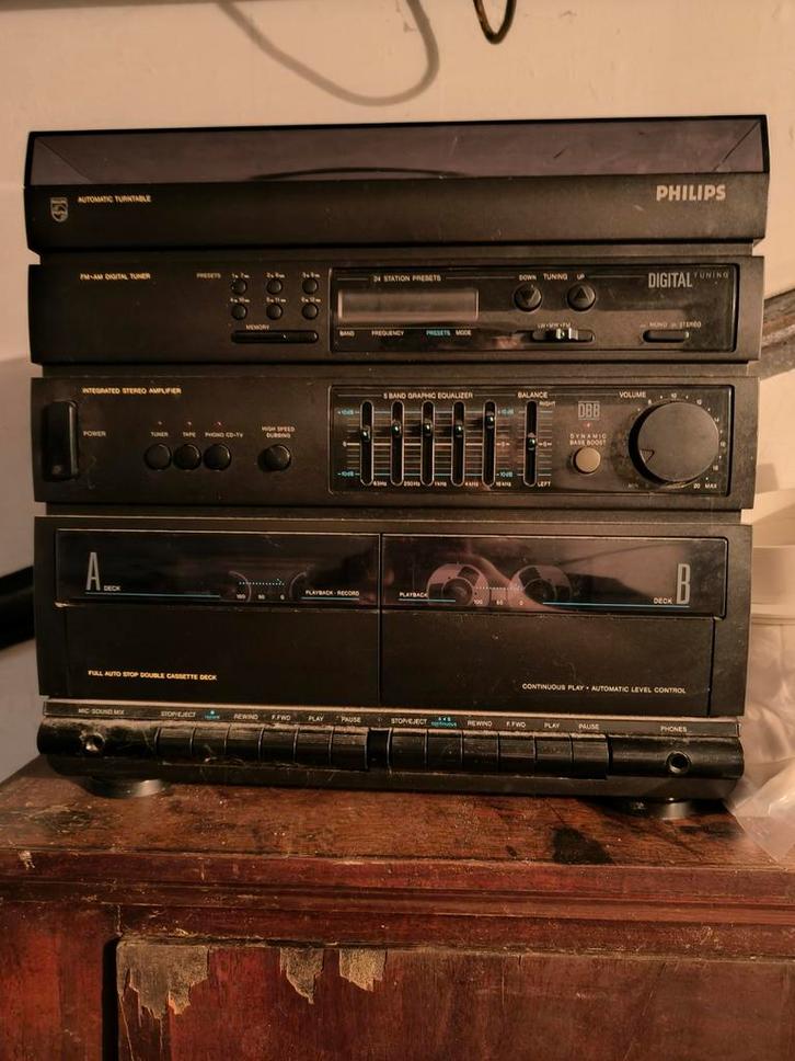 Philips Stereo Set - Platenspeler, Tuner, Versterker, Audio, Tv en Foto, Stereo-sets, Gebruikt, Cassettedeck, Tuner of Radio, Philips