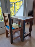Otentic kindertafeltje met stoel sloophout/scrapwood, Ophalen, Gebruikt, Tafel(s) en Stoel(en)