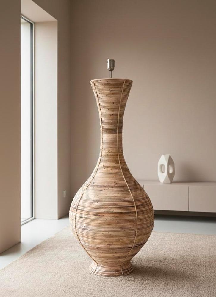 Unieke design lamp van bamboe, Huis en Inrichting, Woonaccessoires | Vazen, Zo goed als nieuw, Overige kleuren, 75 cm of meer