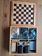 Houten spellendoos schaken domino backgammon cribbage, Hobby en Vrije tijd, Gezelschapsspellen | Bordspellen, Ophalen of Verzenden