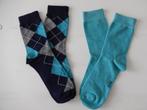 * Nieuw 2 paar aqua blauwe en geruite sokken heren mt 39-42, Kleding | Heren, Sokken en Kousen, Blauw, Ophalen of Verzenden, Zeeman