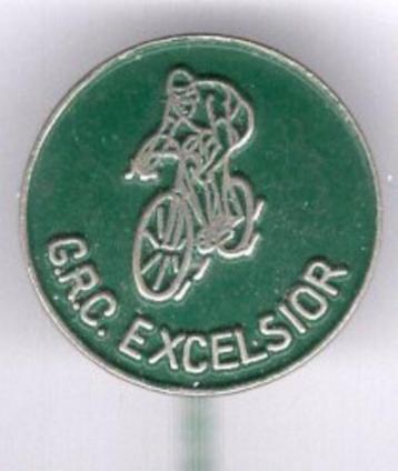 G.R.C. Excelsior zilverkleurig wielrenen speldje ( Z_164a ) beschikbaar voor biedingen