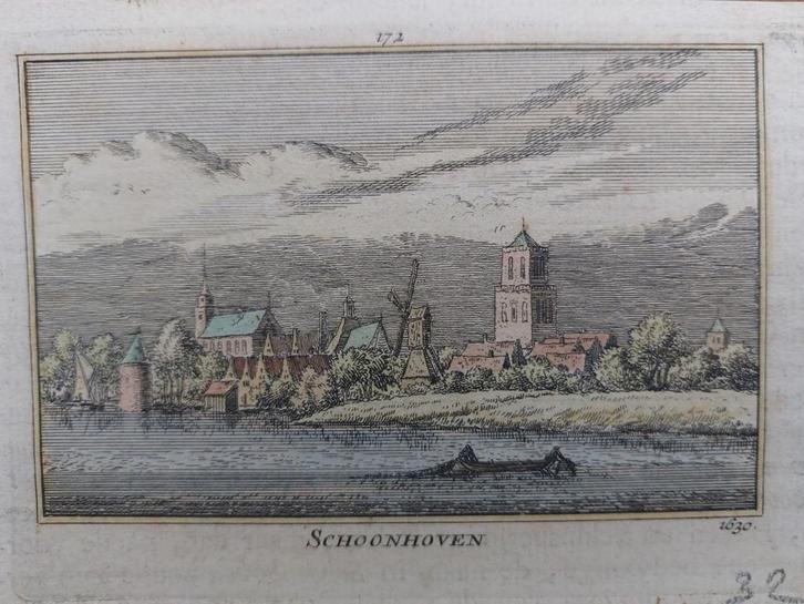 172 / Schoonhoven Gekleurde gravure van A. Rademaker, Antiek en Kunst, Kunst | Etsen en Gravures, Ophalen of Verzenden