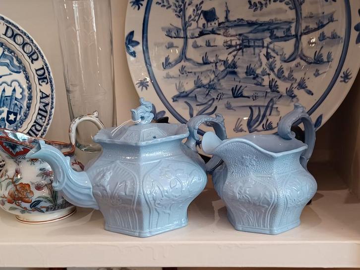 Petrus Regout Blauwsteen koffiepotje theepotje melkkannetje, Antiek en Kunst, Antiek | Servies los, Ophalen of Verzenden