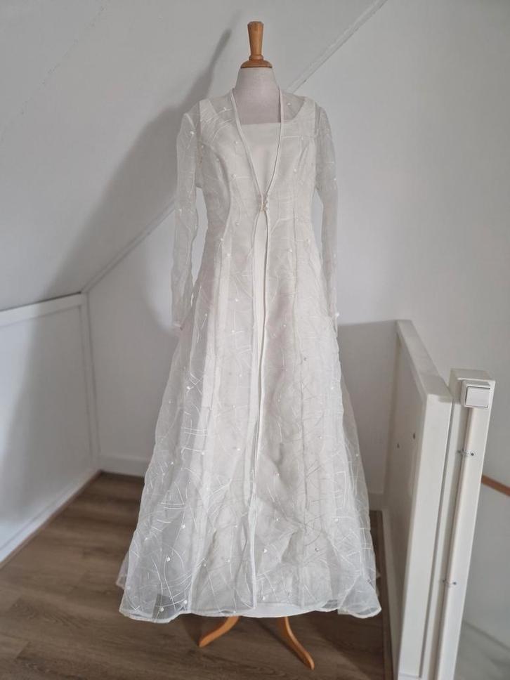 Vintage Trouwjurk 2003, Maat 40, Kleding | Dames, Trouwkleding en Trouwaccessoires, Gedragen, Trouwjurk, Beige, Ophalen of Verzenden