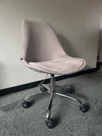Grijze, fluweelzachte bureaustoel, Huis en Inrichting, Bureaustoelen, Ophalen, Zo goed als nieuw, Grijs, Bureaustoel