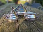 Verzilverde Theeset - 3 Delig - Zware Kwaliteit, Antiek en Kunst, Antiek | Goud en Zilver, Ophalen of Verzenden