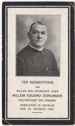 Pastoor Willem Dürlinger 1864 Heerlerheide + 1926 Heerlen, Verzamelen, Verzenden, Bidprentje