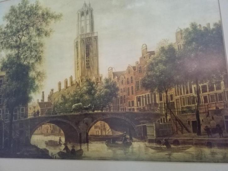 Afbeelding van schilderij Utrecht de Gaardebrug /Dom Toren., Antiek en Kunst, Kunst | Schilderijen | Klassiek, Ophalen